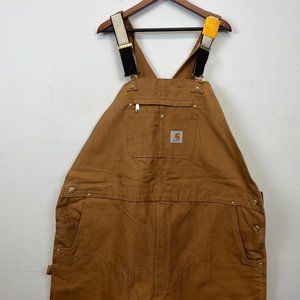 New Carhartt Relaxed Fit Duck Bib Overalls Brown Size 50 X 34